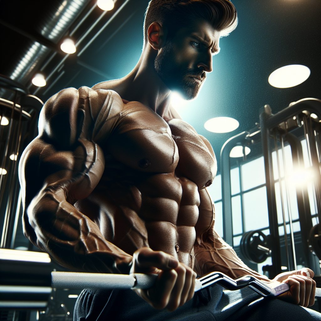 A man performing a time under tension exercise at the gym, a method used for building muscle mass