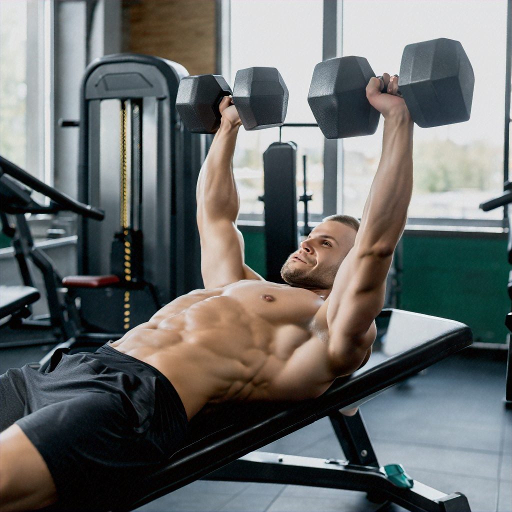 Comparison image showing the difference between Dumbbell Press and Bench Press exercises for strength training