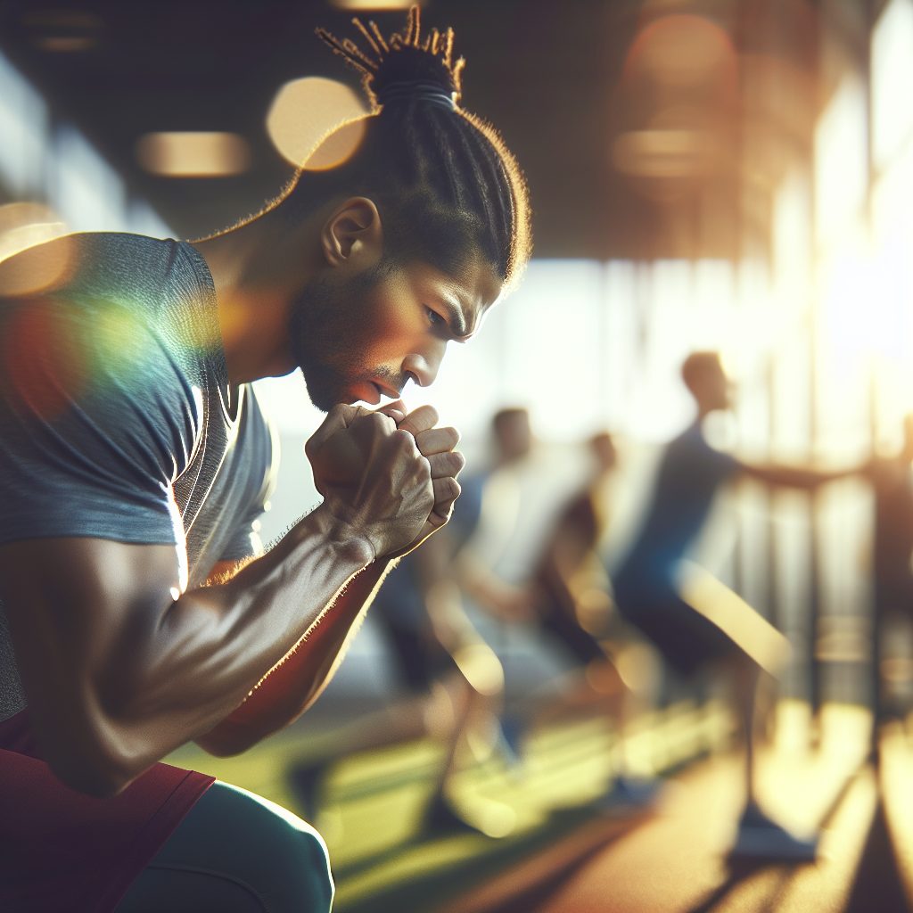 Man practicing mind-muscle connection during exercise to enhance physical performance