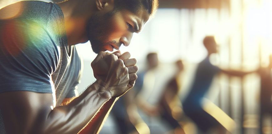 Man practicing mind-muscle connection during exercise to enhance physical performance